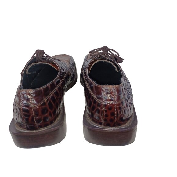 Giorgio Brutini Leather Crocodile Dress Shoe 8.5M Brown Square Toe Classic Style - Picture 2 of 11